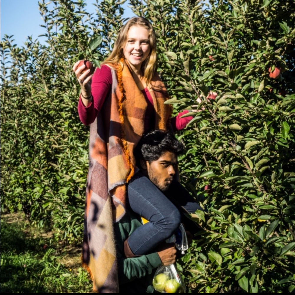 Orange and gray shawl